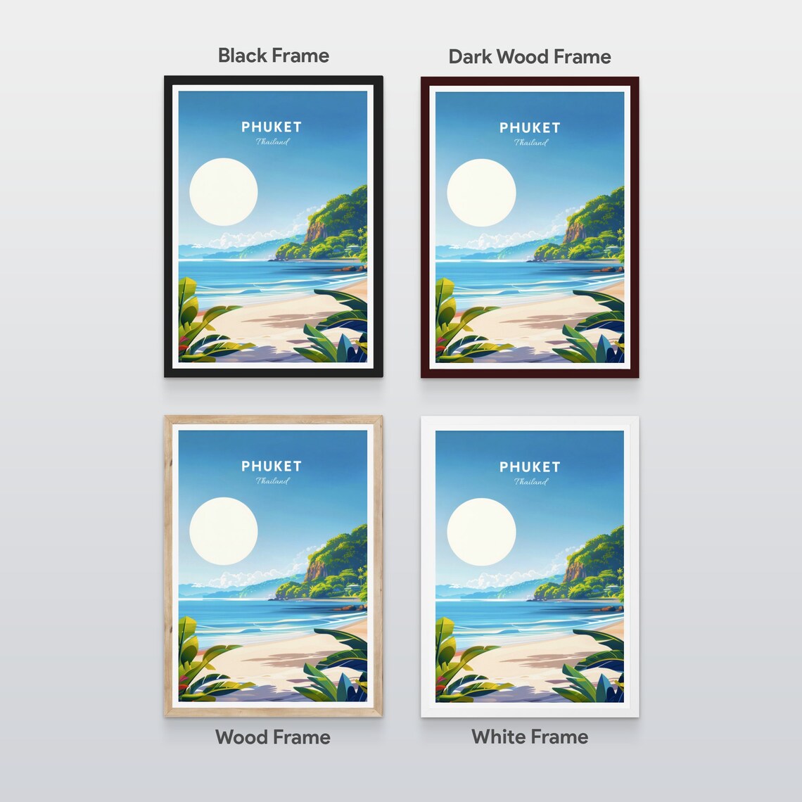 Phuket Thailand Bright Sunny Beach Turquoise Water Headland Poster - Image 2