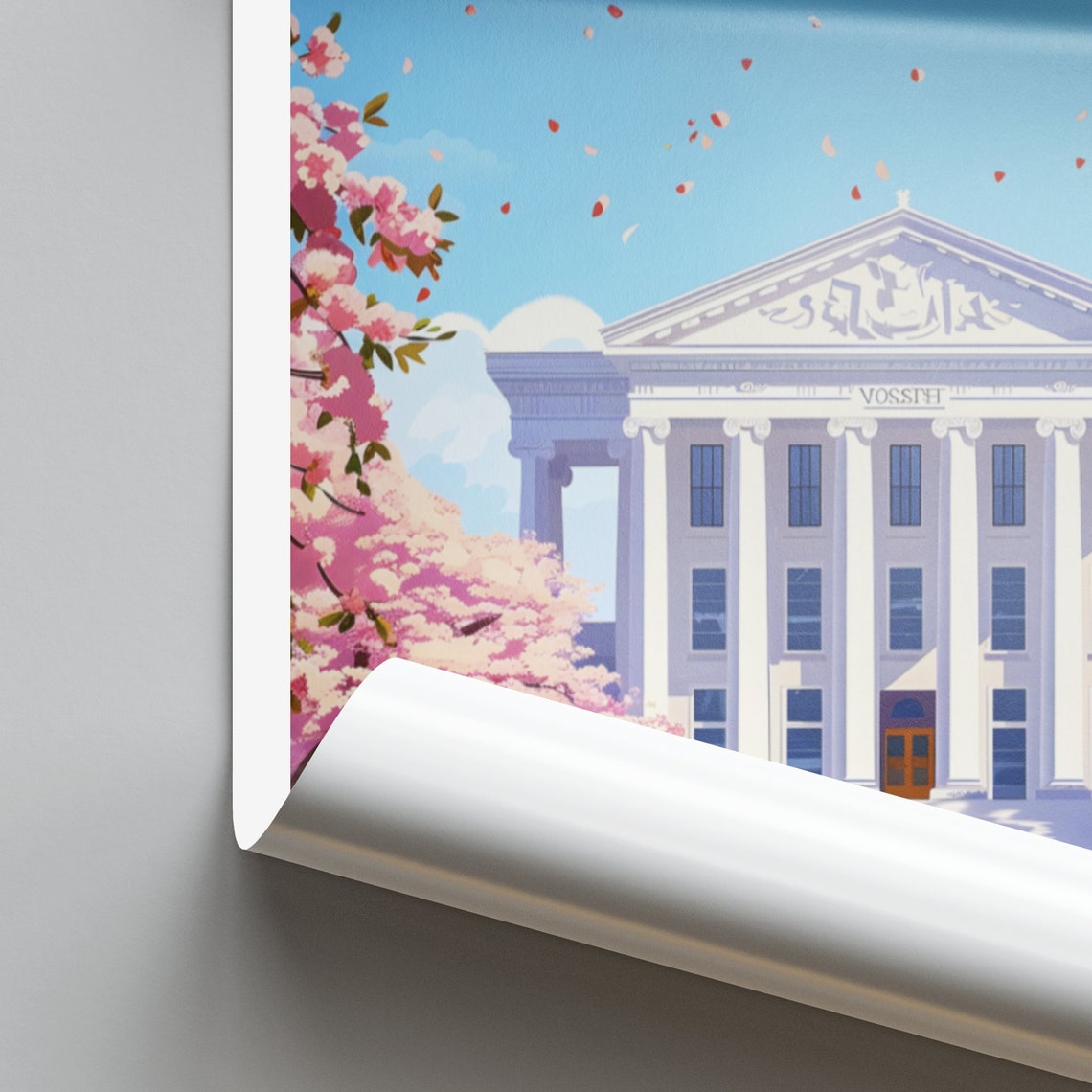 Richmond White Capitol Building Framed by Cherry Blossoms Poster - Image 2