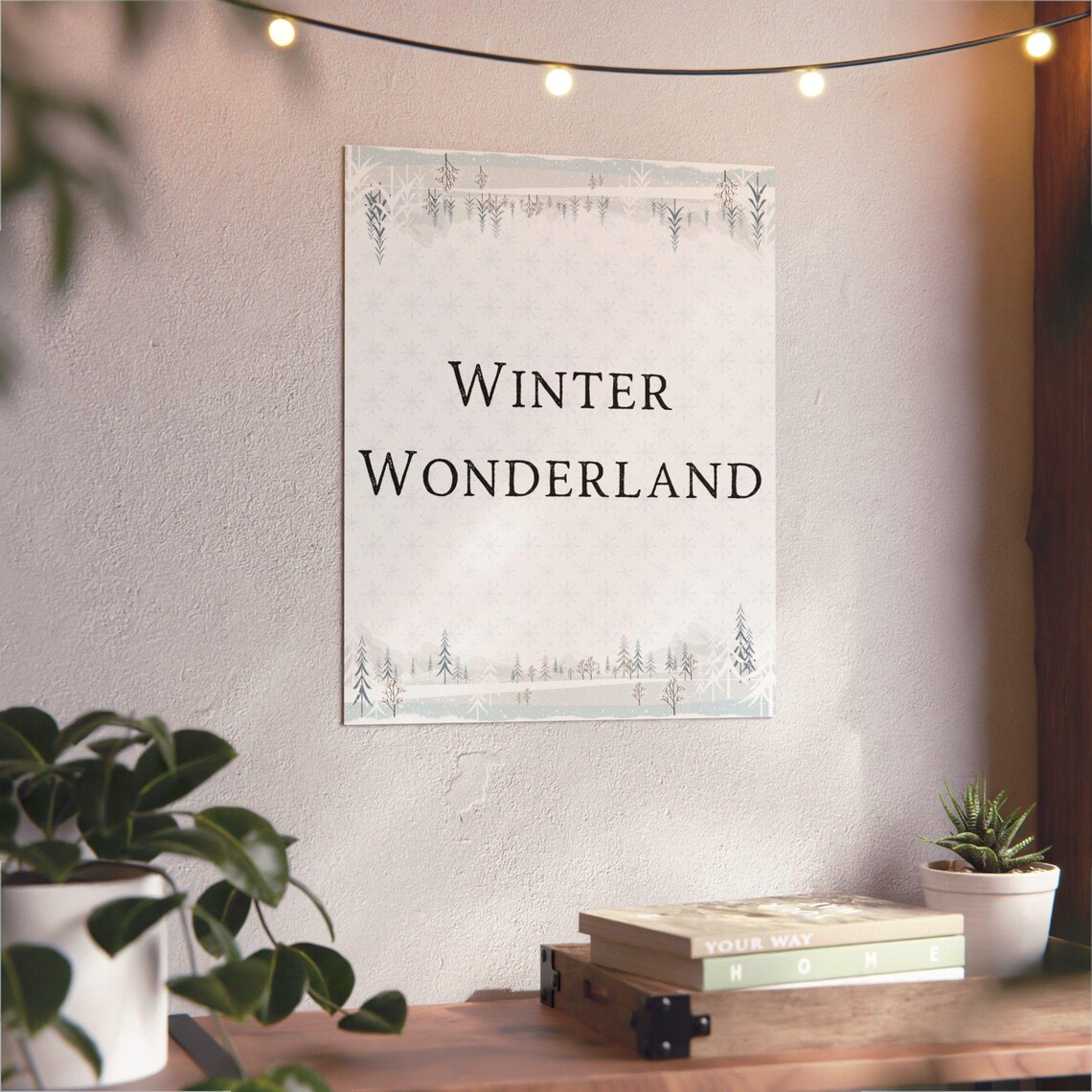 Winter Wonderland Snowy Forest Border Minimalist Holiday Poster