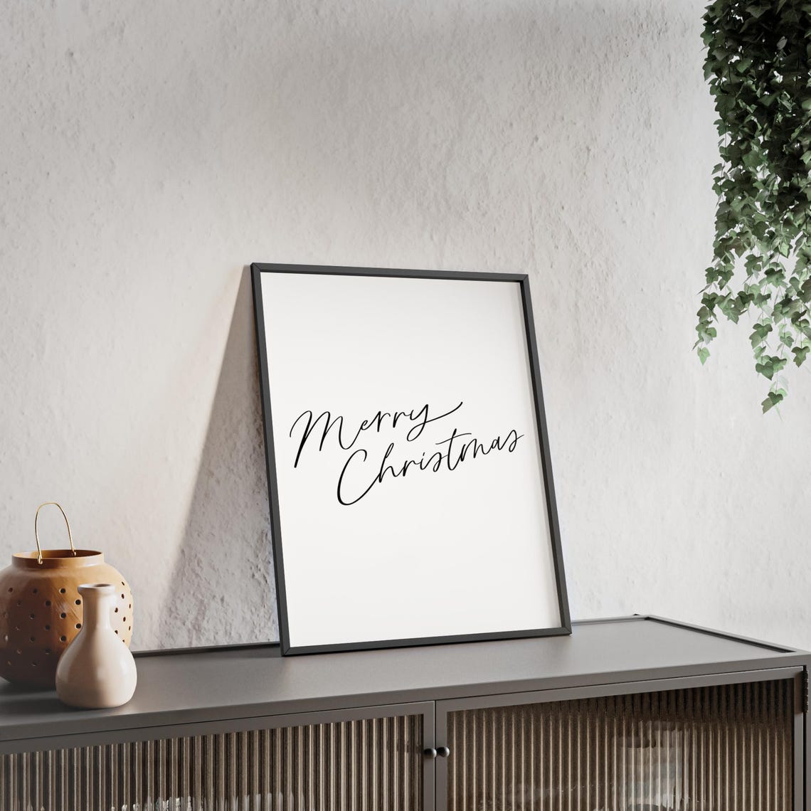 Merry Christmas Simple Black Script On White Minimalist Poster - Image 3