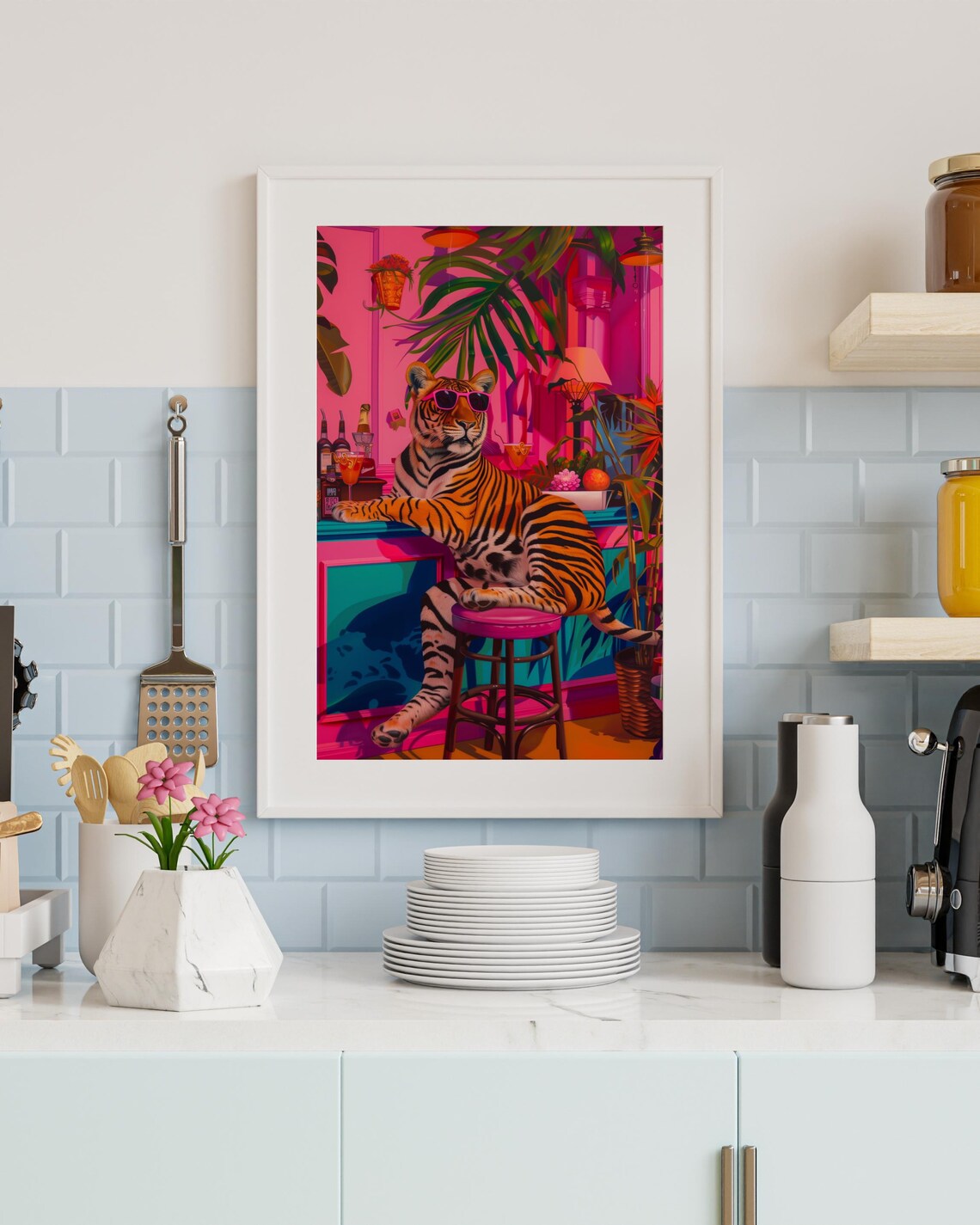 Tropical Tiger Retro Tiki Lounge Poster Print - Image 2