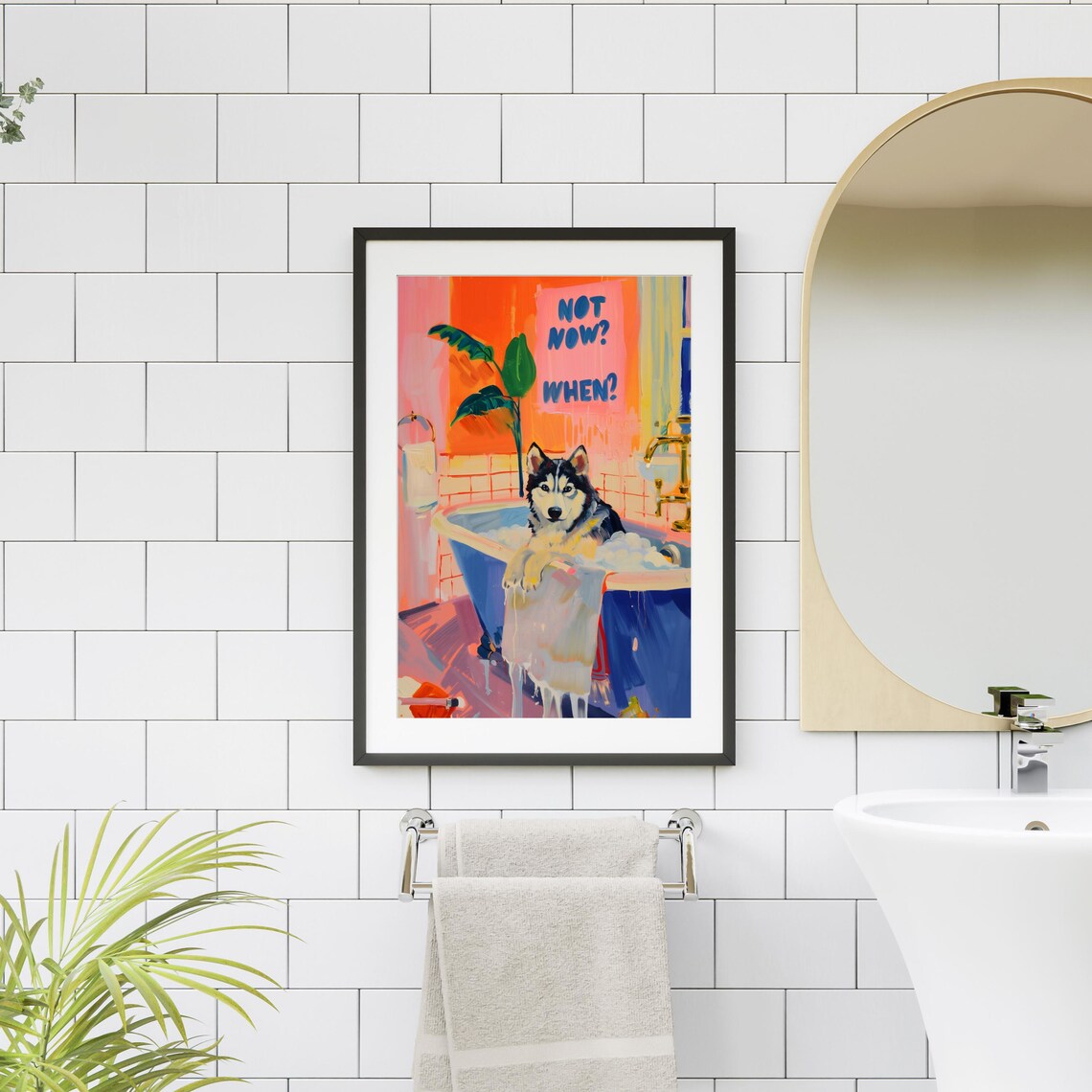 Siberian Husky Bathroom Art, Maximalist Dog Print - Image 2