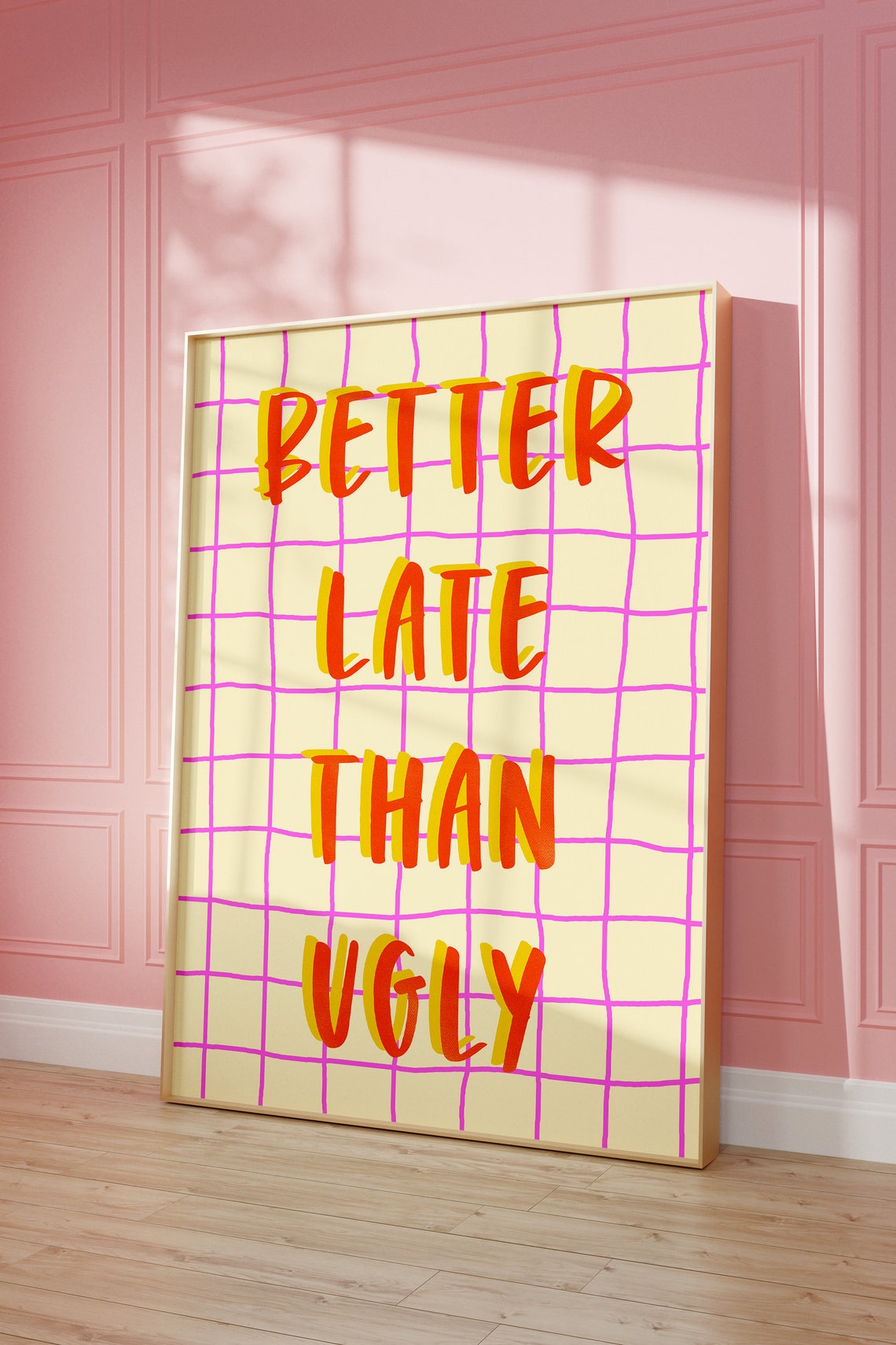 Better Late Than Ugly Sassy Funny Quote Typography Grid Poster - Image 5