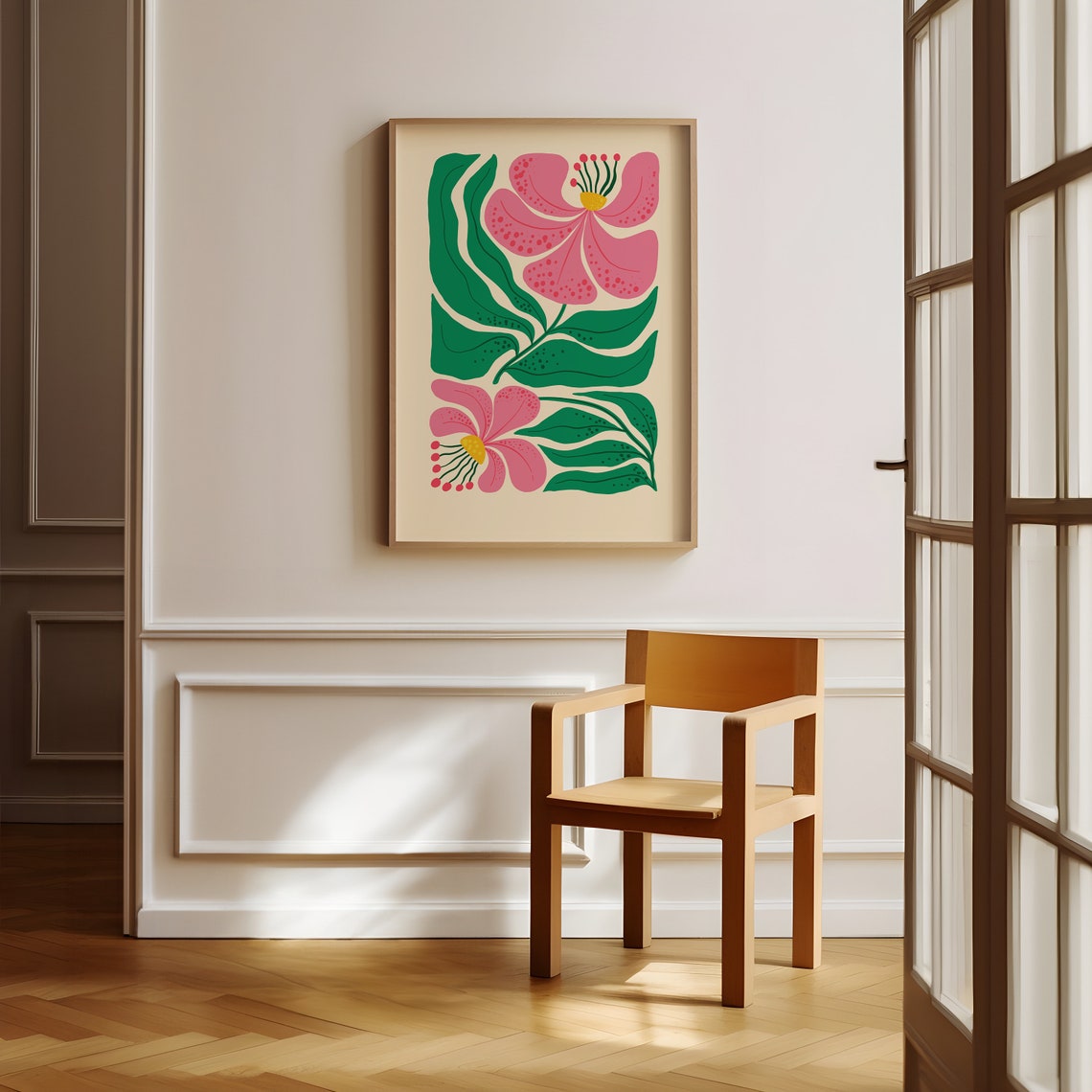 Pink Retro Floral Abstract Botanical Blossom Flower Wall Art - Image 4