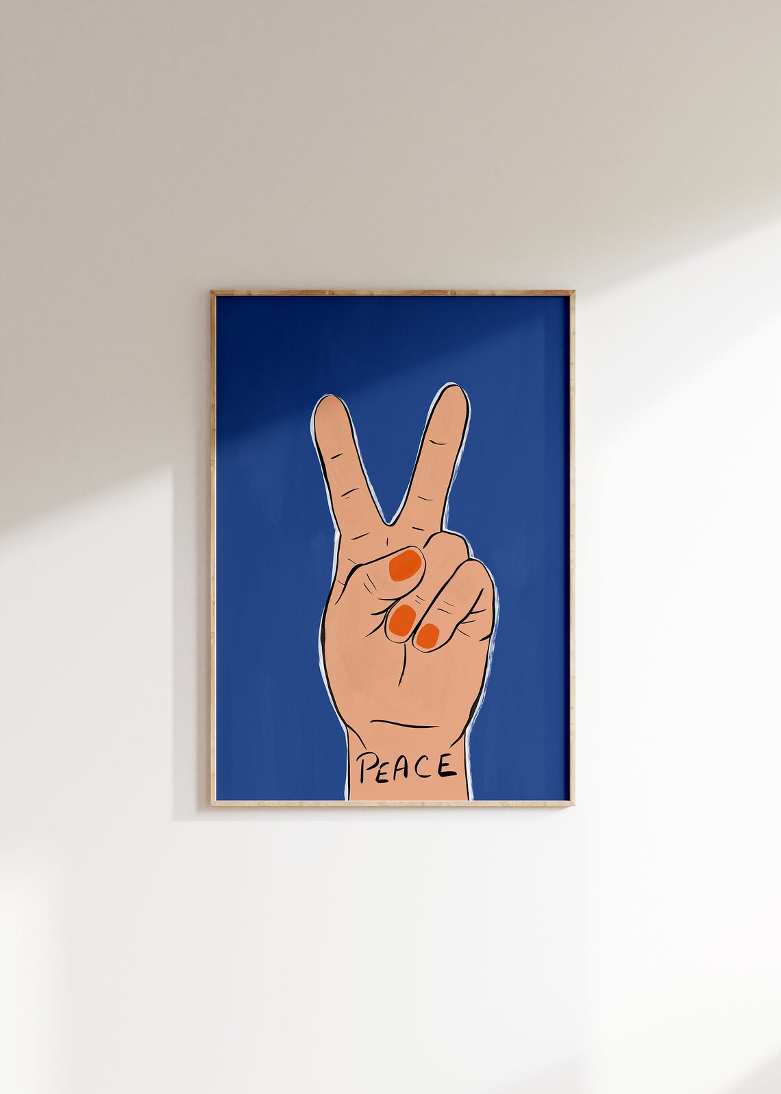 Peace Sign Hand Art Print, Preppy Dorm Decor
