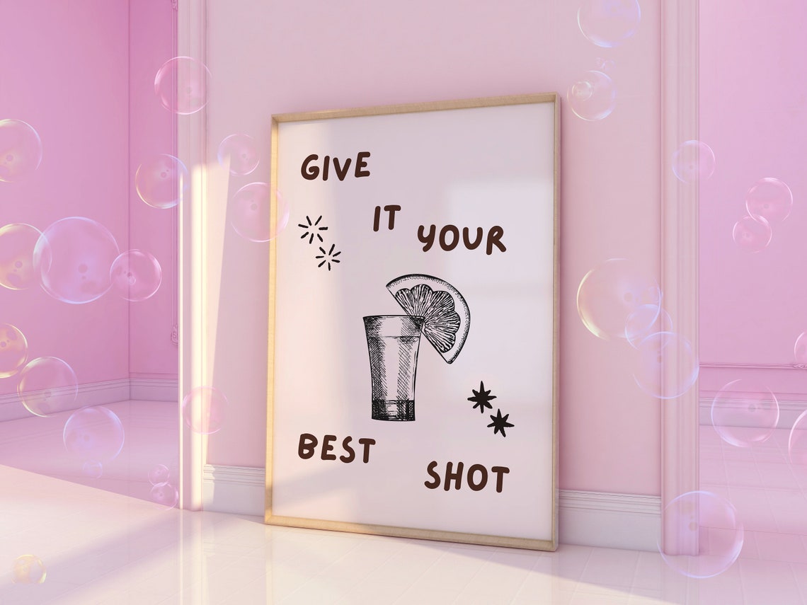 Give It Your Best Shot Tequila Lemon Slice Retro Bar Wall Art - Image 3