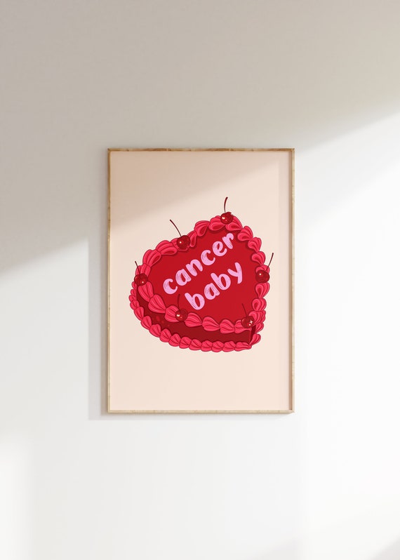 Cancer Baby Art Print Cancer Poster Cancer Art Zodiac Cancer Cake Print Cancer Wall Art Cancer Zodiac Print Vintage Cake Print