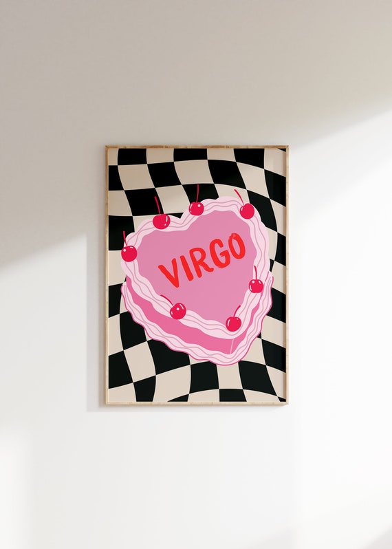 Virgo Cake Art Print Virgo Poster Virgo Art Zodiac Virgo Cake Print Virgo Wall Art Heart Cake Print Virgo Cake Print