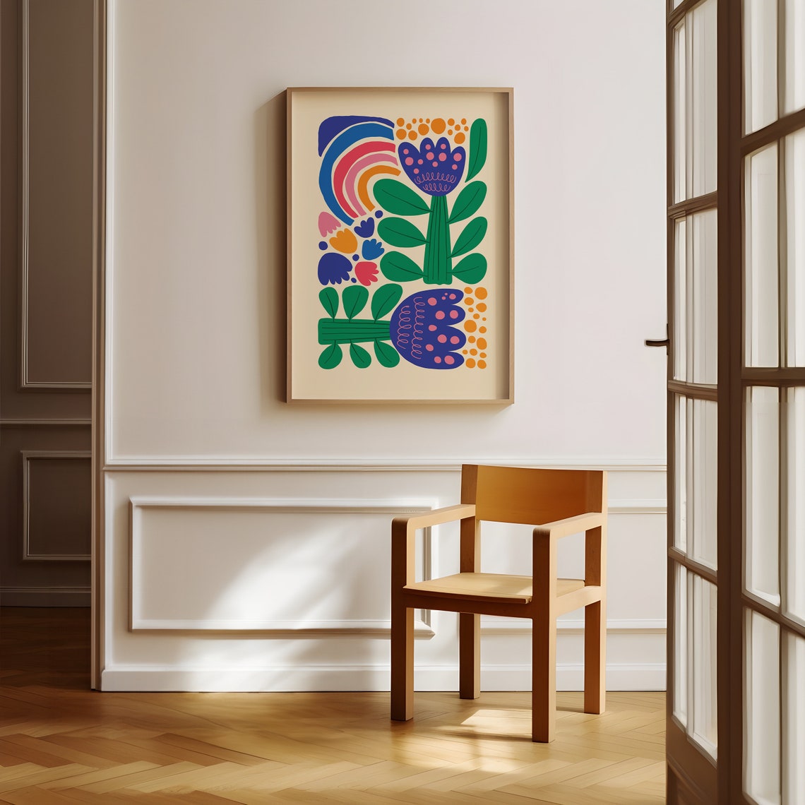 Bold Abstract Botanical Rainbow Tulips Dopamine Pop Art Print - Image 5