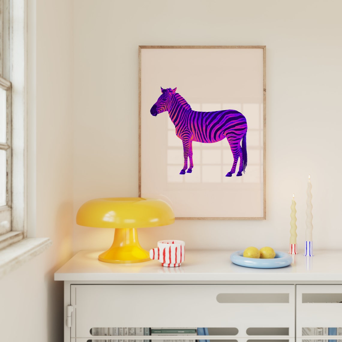 Neon Pink Purple Zebra Pop Art Wild Safari Animal Decor Poster - Image 5