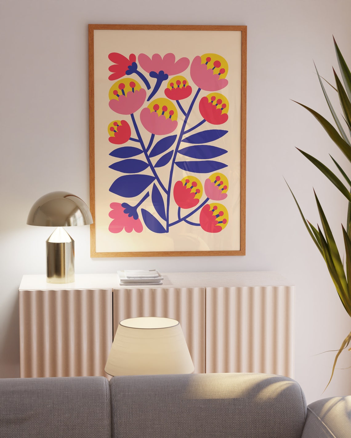 Colorful Folk Art Flower Bouquet Retro Abstract Botanical Print - Image 6