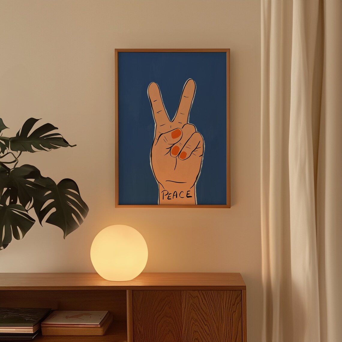 Peace Sign Hand Art Print, Preppy Dorm Decor - Image 4