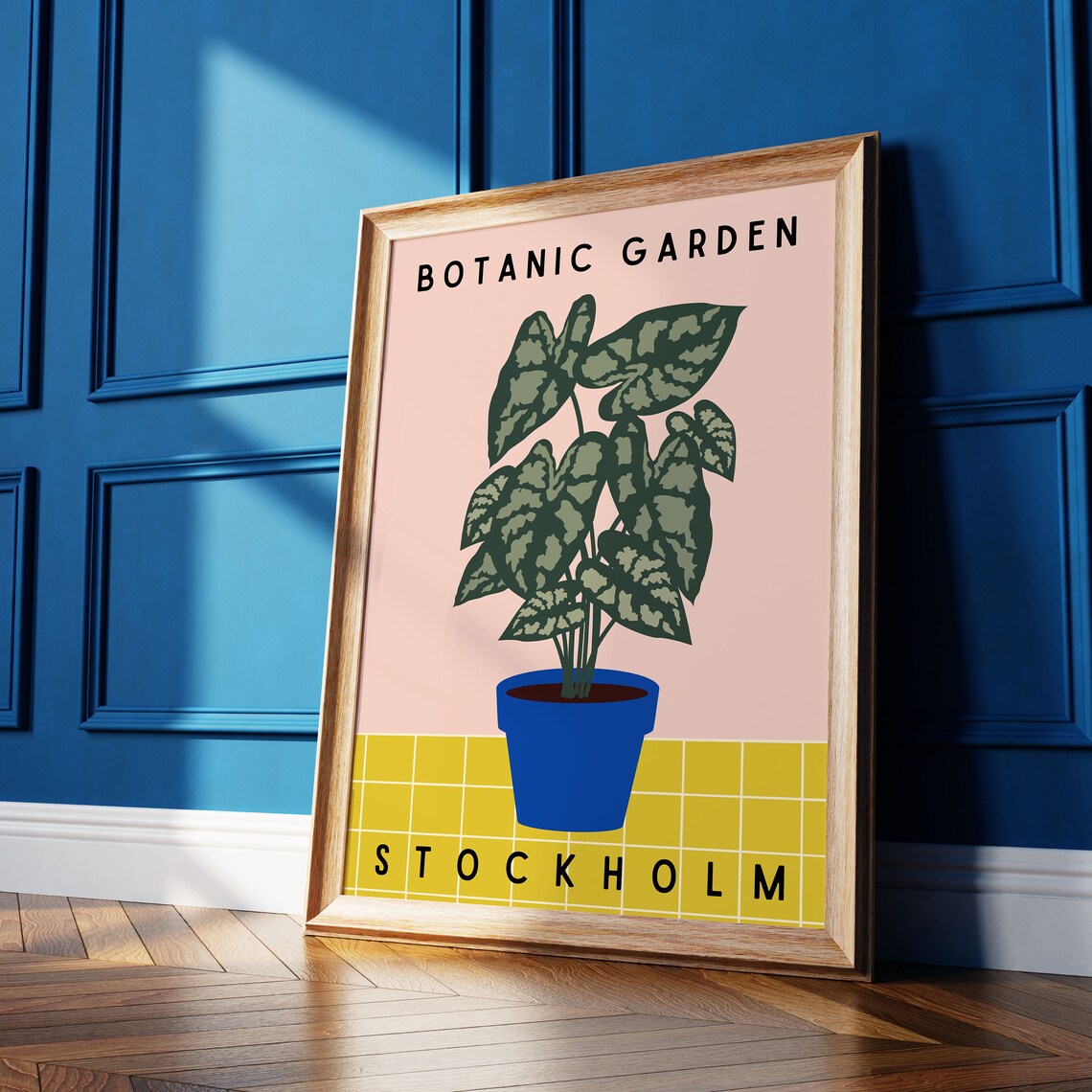 Botanic Garden Stockholm Potted Calathea Blue Pot Modern Art Poster