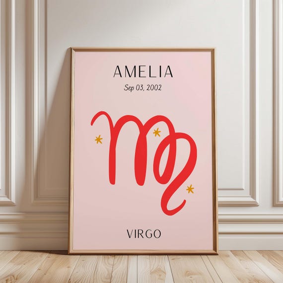 Personalized Virgo Constellation Print Custom Zodiac Sign Wall Art Astrology Poster Celestial Birthday Gift