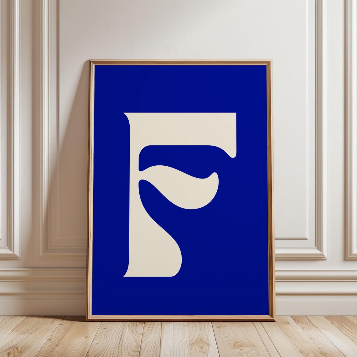 Bold Blue F Initial Monogram Poster Personalized Alphabet Letter Decor