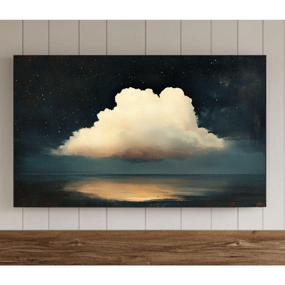Vintage Cloud Painting Frame Tv Art For Samsung Screensaver Rustic Farmhouse Moody Wallpaper Dark Background File