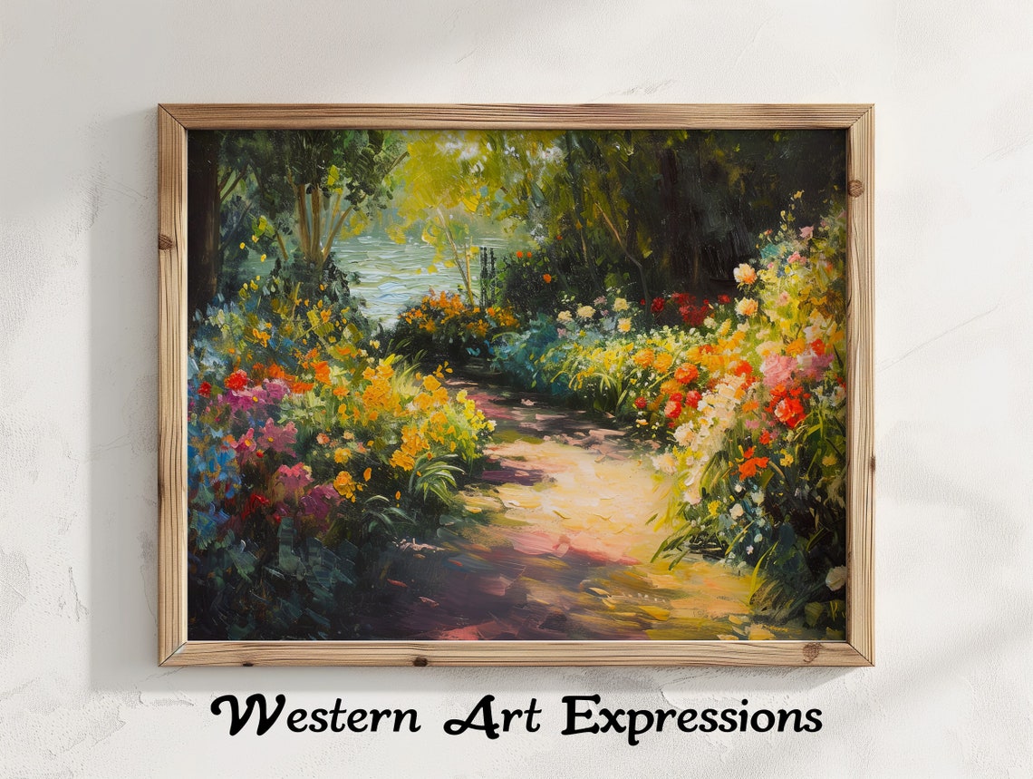 Impressionist Victorian Flower Garden Path Oil Painting Poster
