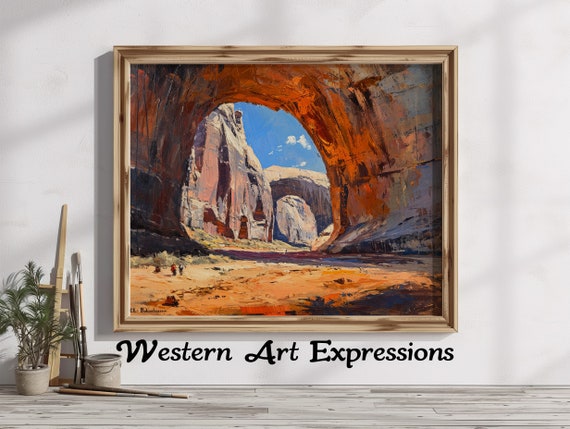 Grand Staircase Escalante National Monument Landscape Oil Painting Rustic Home Decor Wall Art
