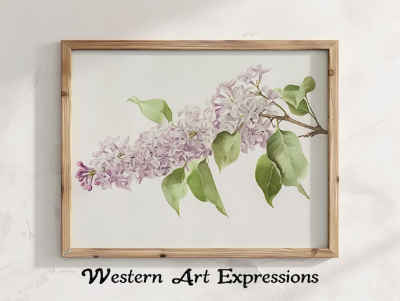 Lilac Branch Watercolor Soft Purple Floral Botanical Art Poster