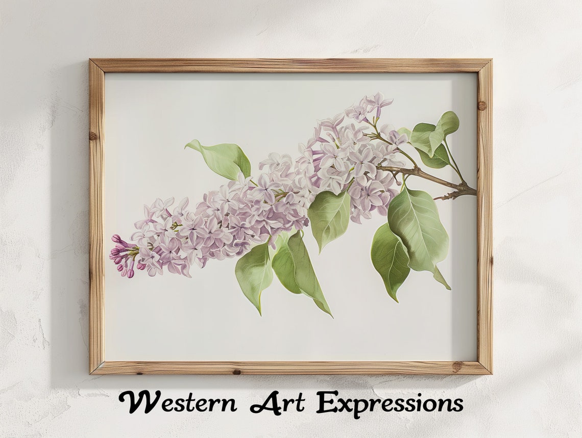 Lilac Branch Watercolor Soft Purple Floral Botanical Art Poster