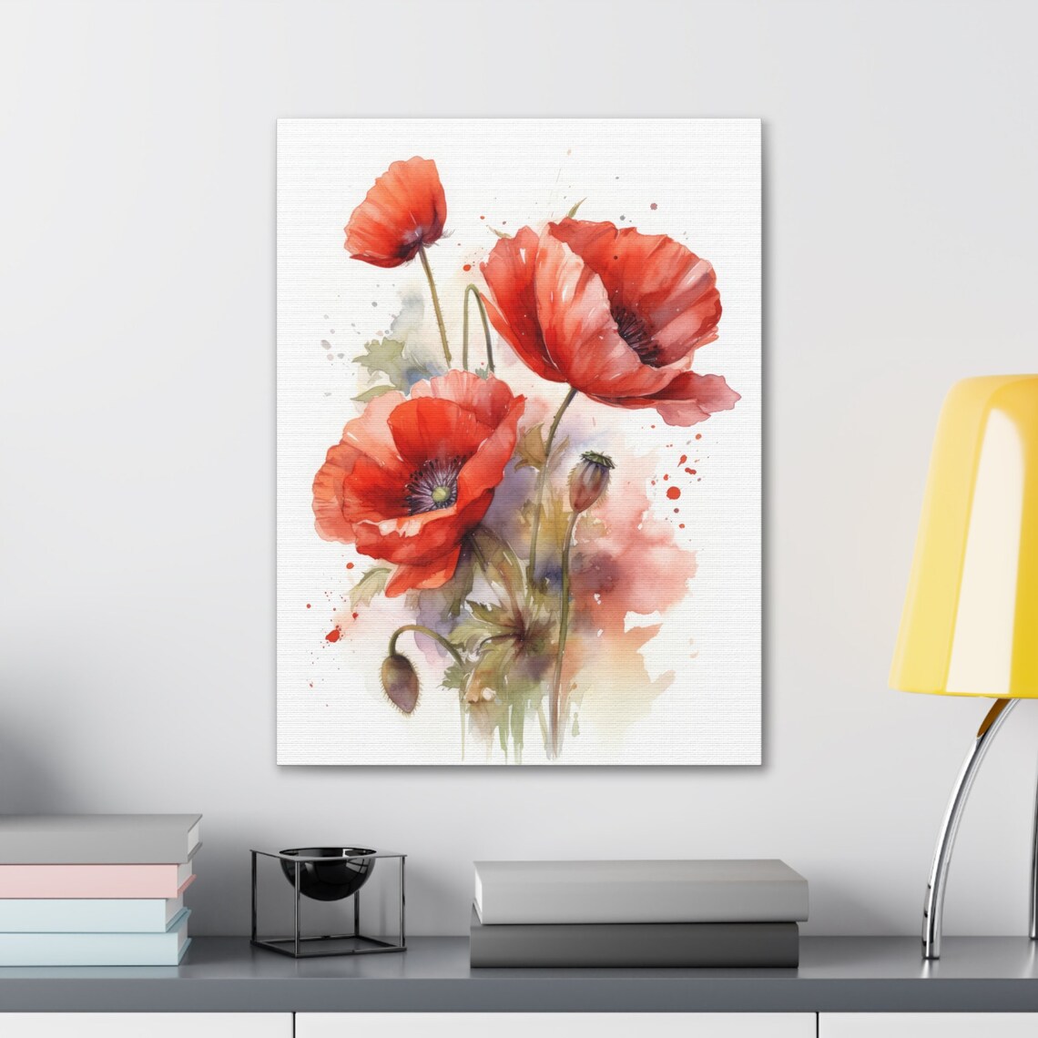 Red Poppy Flowers Delicate Watercolor Floral Botanical Art Print - Image 4