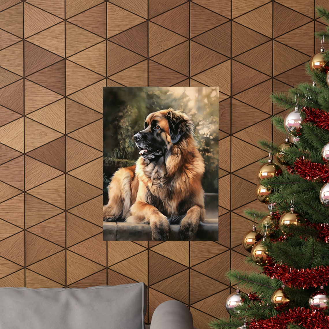 Leonberger Dog Watercolor Portrait Lying Gentle Giant Breed Poster - Image 3