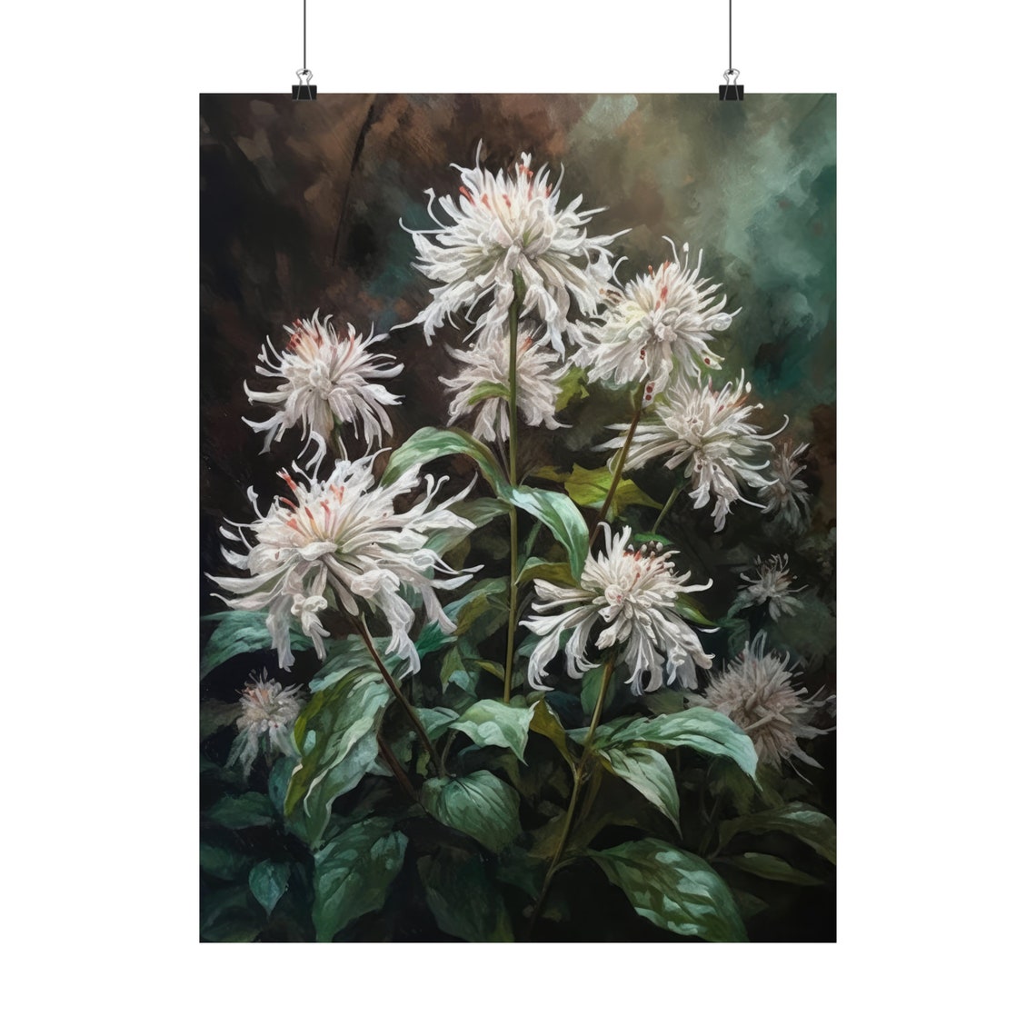 White Bee Balm Flower Art Print Flower Painting Flower Dcor Floral Art Print Floral Wall Art Painting Floral Artwork Botanical Print - Image 5