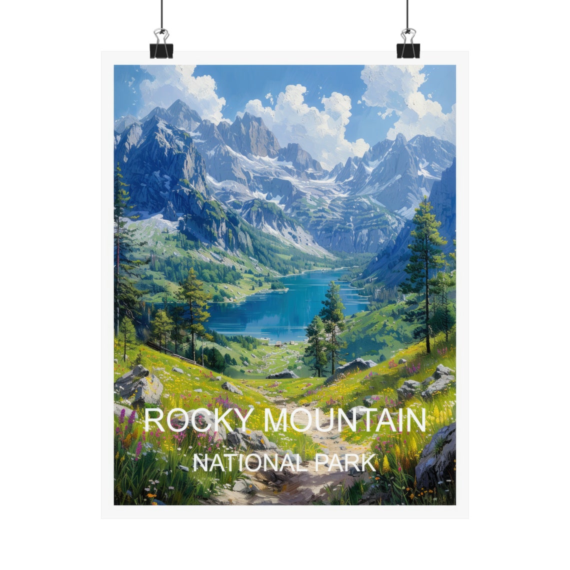 Rocky Mountain National Park Alpine Lake Peaks Meadows Trail Poster - Image 4