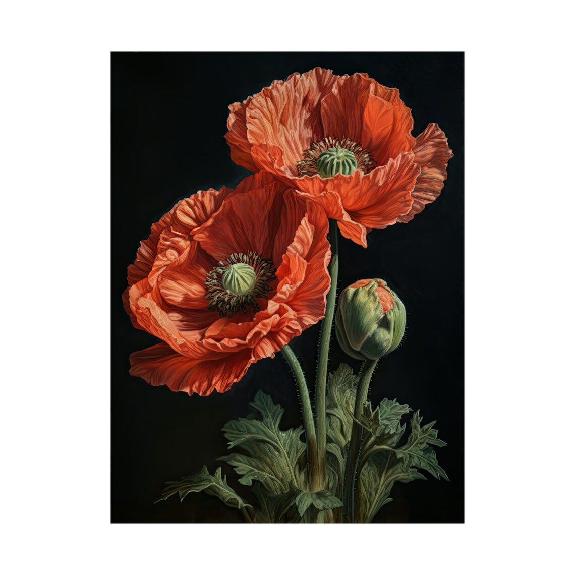 Coral Poppy Flower Art Print Flower Painting Flower Dcor Floral Art Print Floral Wall Art Painting Floral Artwork Botanical Print - Image 4