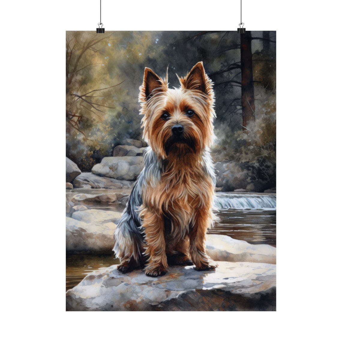 Silky Terrier Sitting Watercolor Portrait Small Dog Breed Art Poster - Image 5