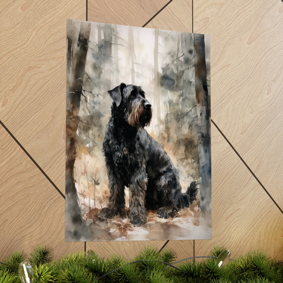 Black Russian Terrier Sitting Watercolor Portrait Breed Dog Poster - Image 2