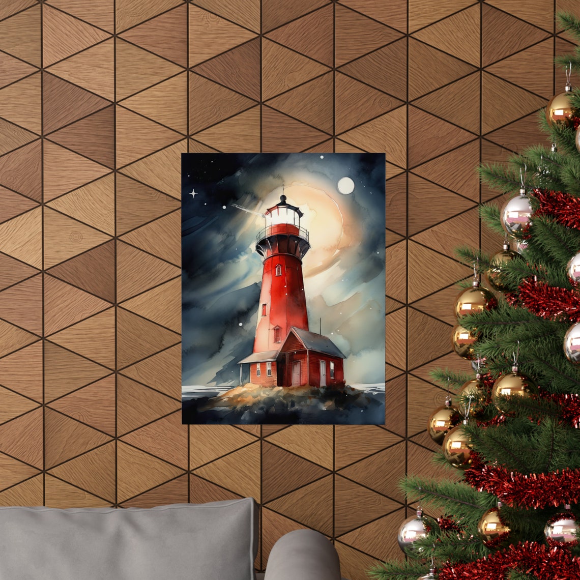 Lighthouse Art Print Lighthouse Painting Lighthouse Wall Art Beach Art Print Beach Wall Art Ocean Dcor Ocean Painting Ocean Theme - Image 3