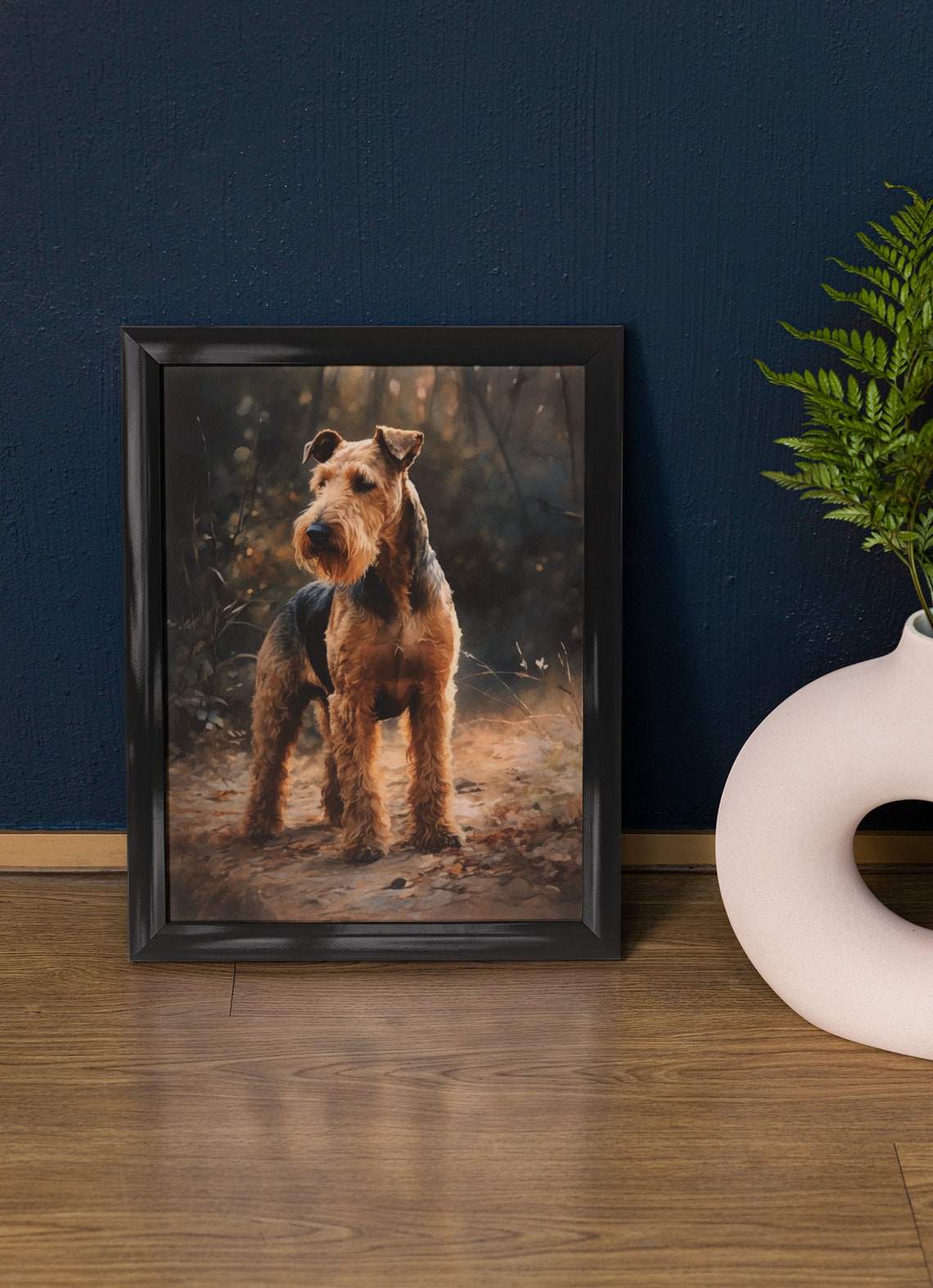 Welsh Terrier Standing Watercolor Portrait Breed Dog Lover Poster