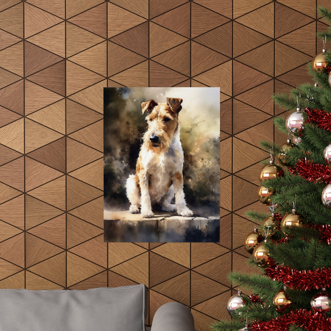 Wire Fox Terrier Sitting Watercolor Portrait Dog Lover Art Poster - Image 3