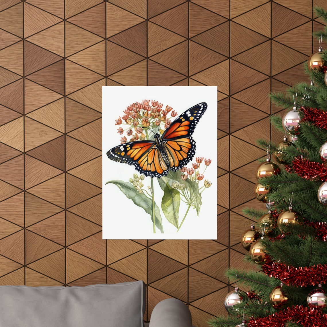 Monarch Butterfly Milkweed Flowers Orange Black Botanical Art Print - Image 3