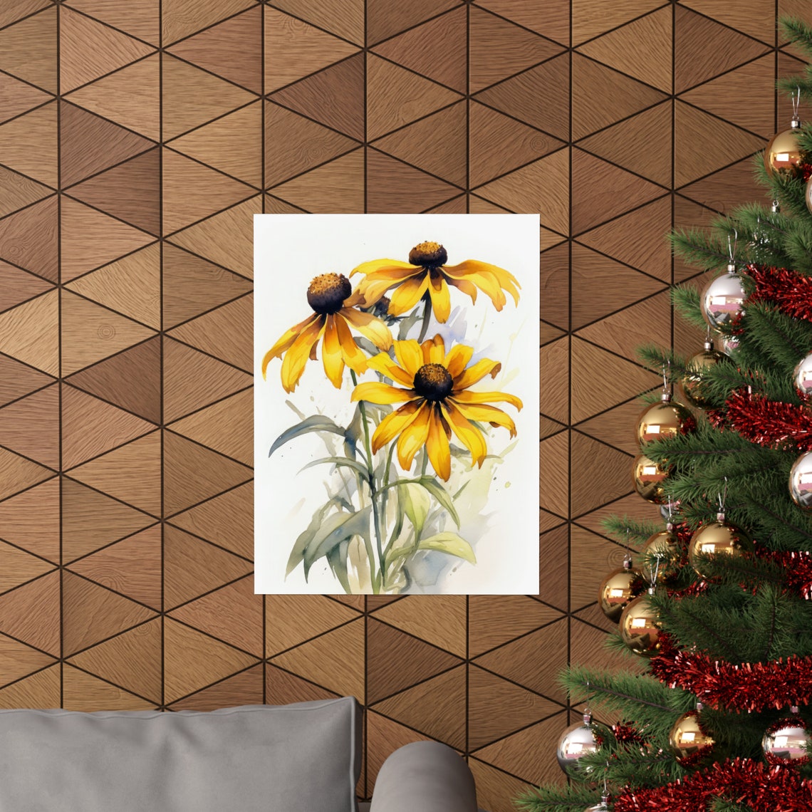 Black Eyed Susan Flowers Yellow Bloom Watercolor Botanical Art Print - Image 3