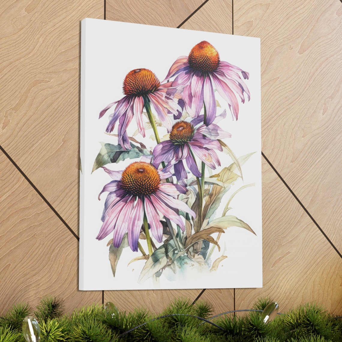Pink Coneflower Echinacea Watercolor Wildflower Blooms Art Print - Image 3