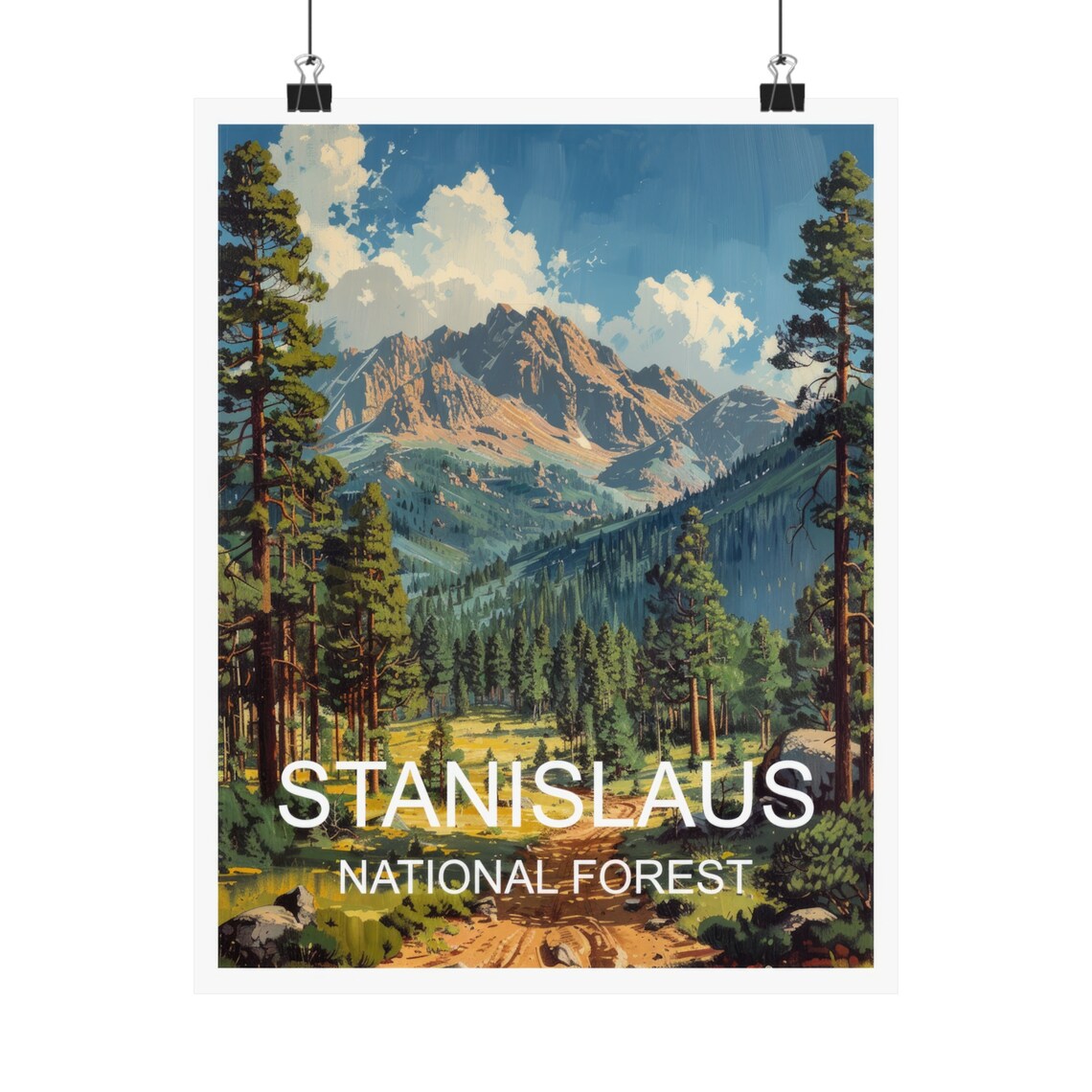 Stanislaus National Forest Mountain Peaks Pine Valley Travel Poster - Image 4