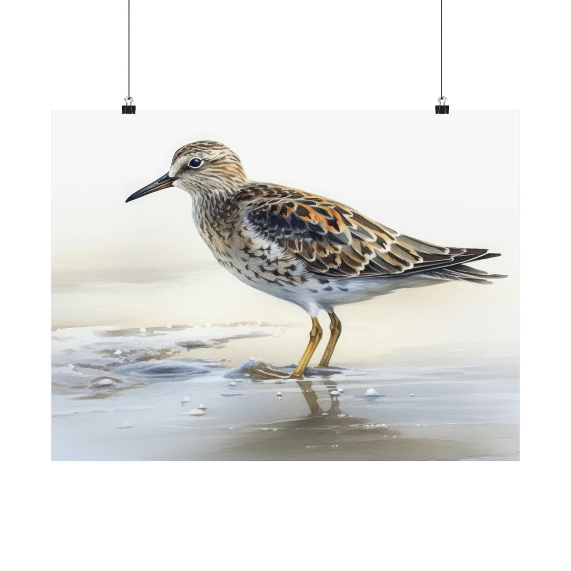 Pectoral Sandpiper Wading Shorebird Watercolor Beach Bird Art Print - Image 5