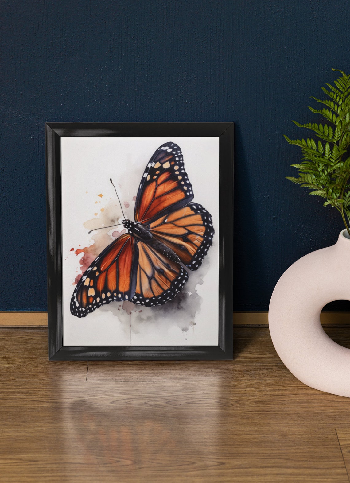 Monarch Butterfly Orange Black Wings Soft Watercolor Insect Poster