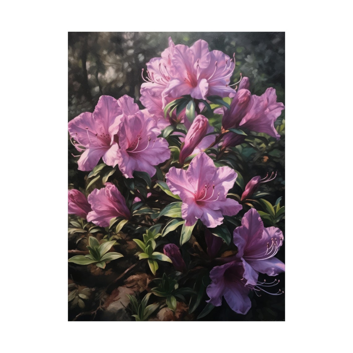 Pink Azalea Garden Blooms Soft Morning Light Spring Floral Art Poster - Image 5