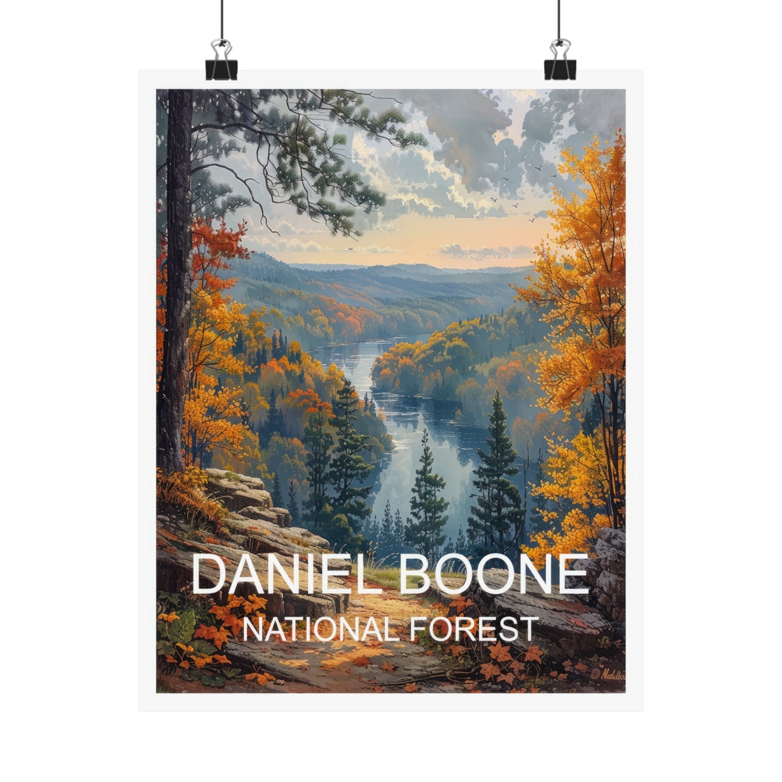 Daniel Boone National Forest Autumn River Valley Scenic Travel Poster - Image 4