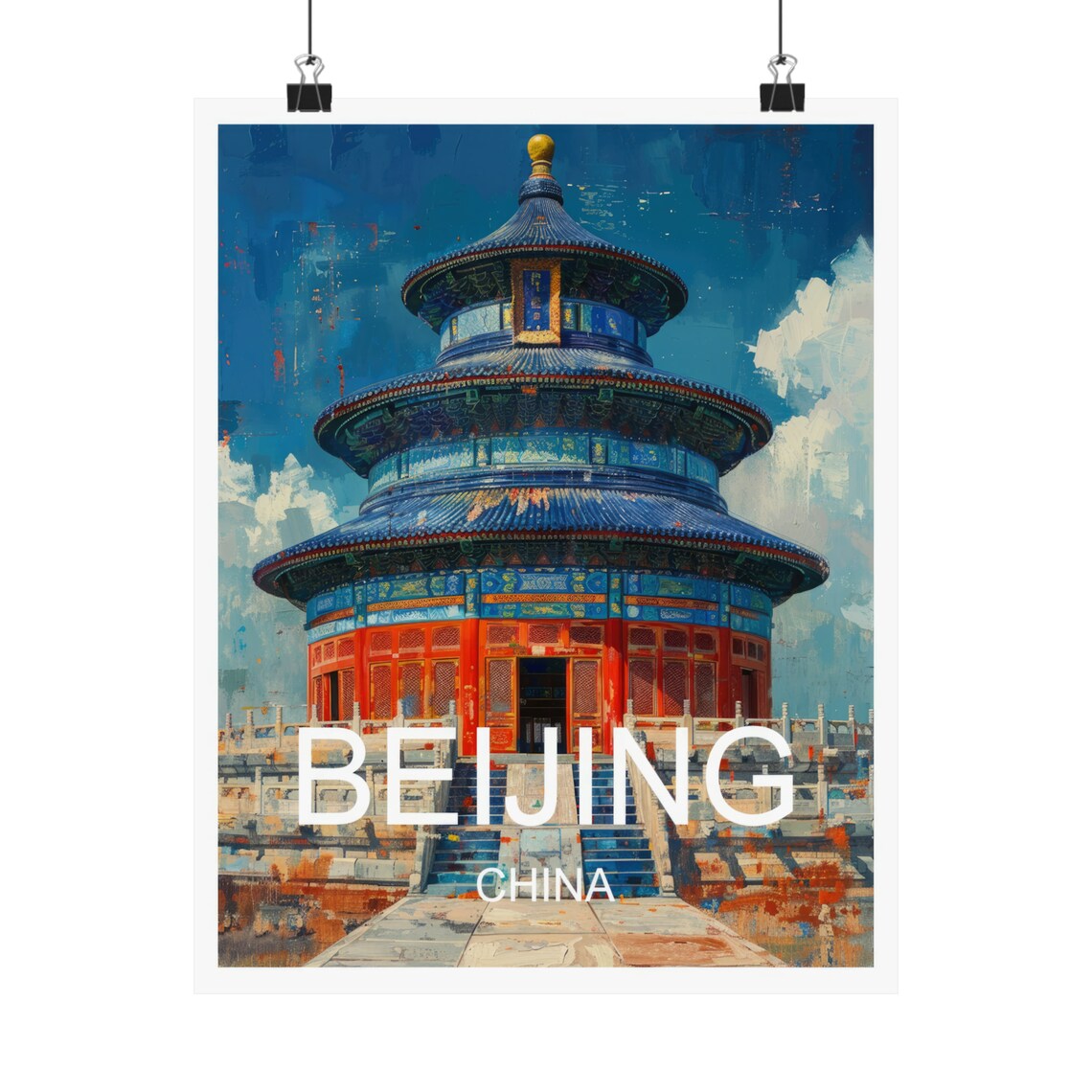 Beijing China Temple of Heaven Blue Tile Roof Daytime Travel Poster - Image 4