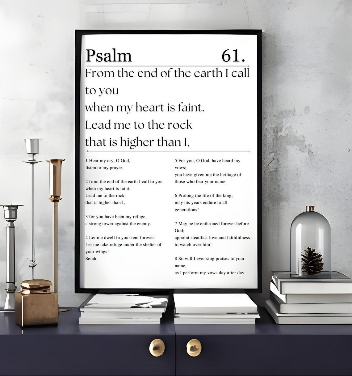 Psalm 61 When My Heart Is Overwhelmed Bible Chapter Poster Bible Verse Wall Art Modern Minimalist Christian Wall Art