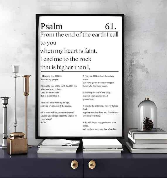Psalm 61 Lead Me To The Rock Bible Verse Poster Christian Wall Art Print