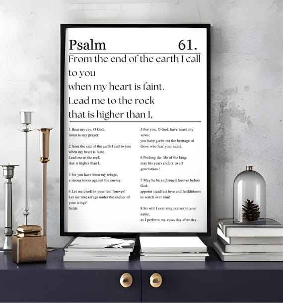 Psalm 61 When My Heart Is Overwhelmed Bible Chapter Poster Bible Verse Wall Art Modern Minimalist Christian Wall Art