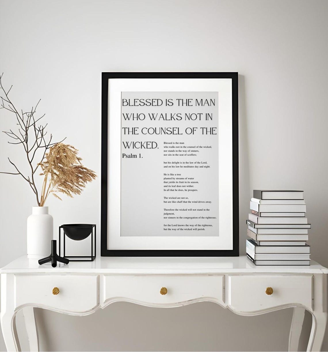 Psalm 1 Blessed Is The Man Bible Chapter Poster Bible Verse Wall Art Modern Christian Wall Art Prayer Room Wall Print Gift - Image 2