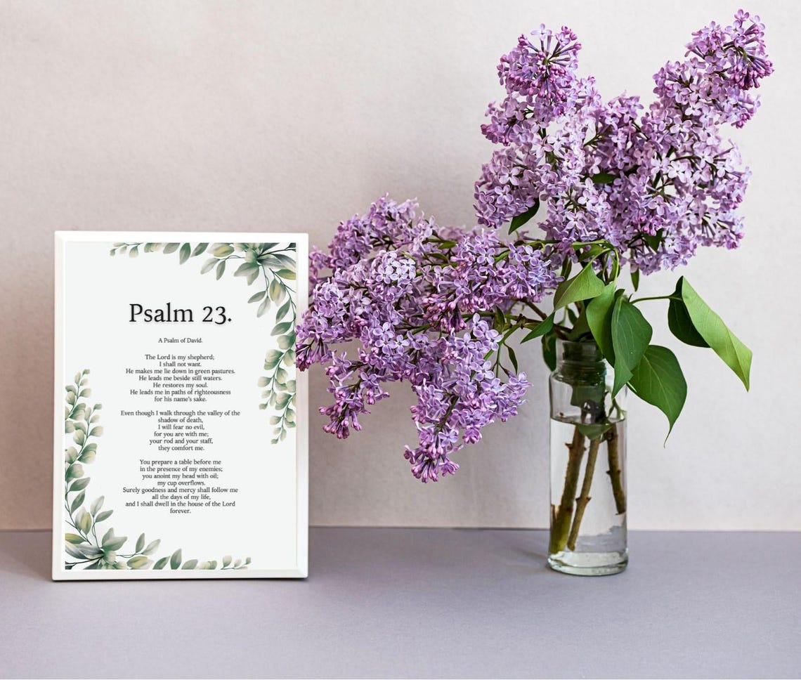 Psalm 23 Scripture Wall Art The Lord Is My Shepherd Christian Wall Art Vintage Bible Verse Print Christian Home Decor - Image 3