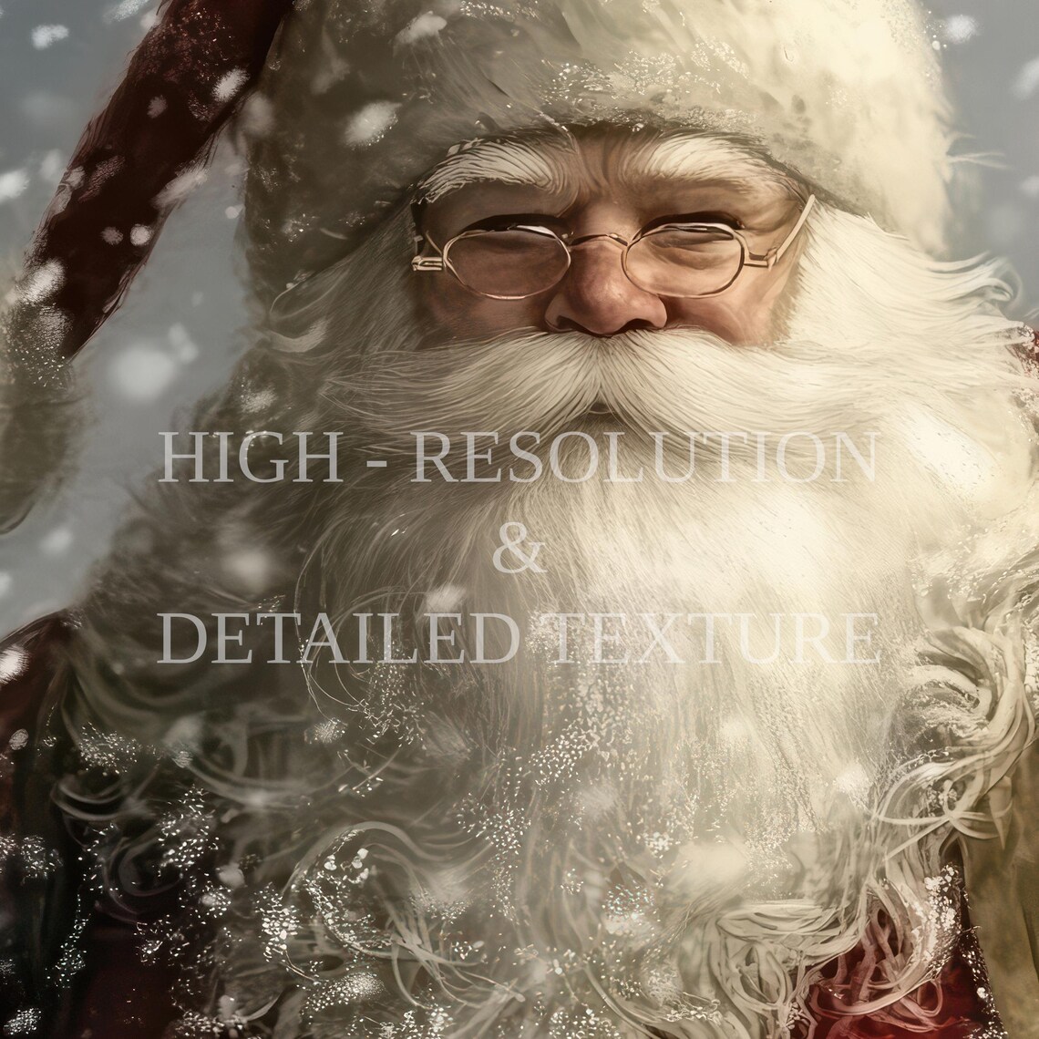 Santa Claus Carrying Gifts in Falling Snow Christmas Painting Poster - Image 2