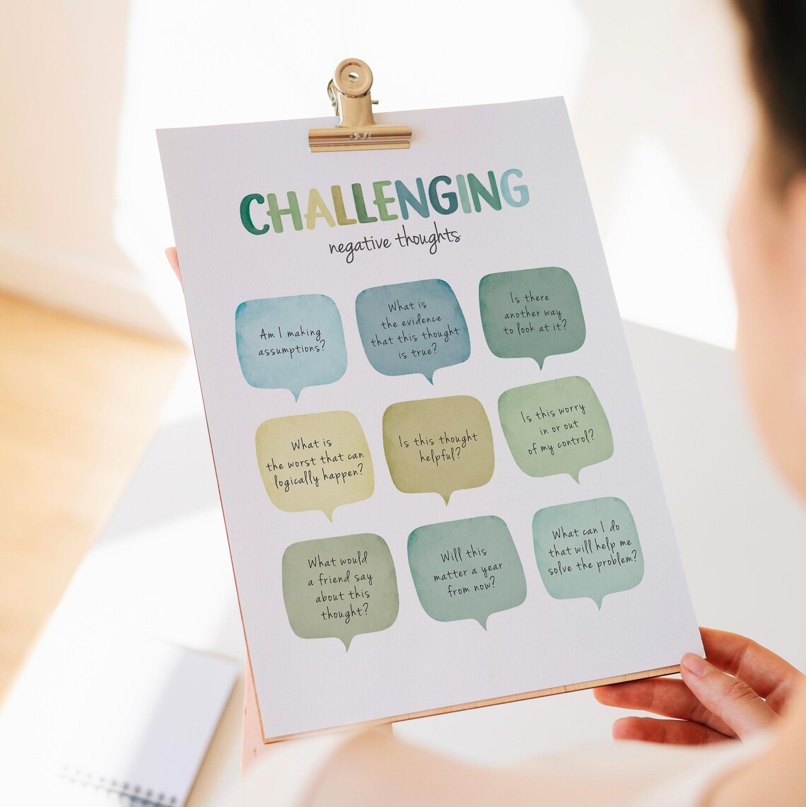 Challenging Negative Thoughts CBT Therapy Art Print - Image 4